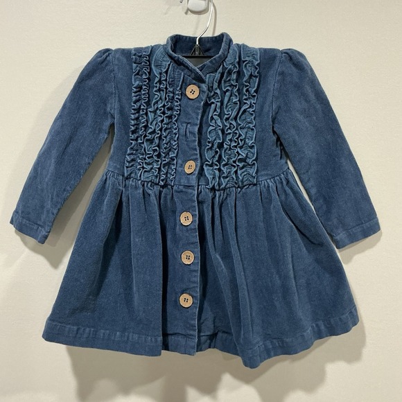 sweet honey Other - Sweet Honey Brand Girls' Ruffled Navy Corduroy Button Up Dress 2T